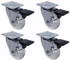 Roda rodizio gel 1.3/8 giratorio freio 40mm - kit c/ 4 peças Roda rodizio gel 1.3/8 giratorio freio 40mm - kit c/ 4 peças