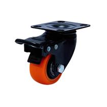 Roda Rodizio Giratório com Freio PVC Laranja 1.5/8