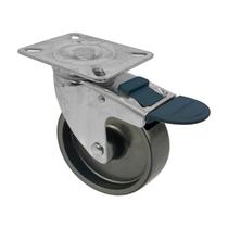 Roda rodízio polipropileno 4 pol 100mm giratório freio 80kg