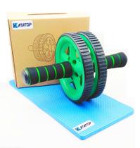 Roda Rolinho Exercícios Abdominal Musculação Com Mini Tapete