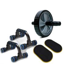 Roda Rolo Abdominal Com Apoio Flexão Circuito + Disco Slide