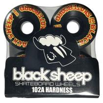 Roda skate profissional black sheep preto escrita amarelo e vermelho/52mm 102a