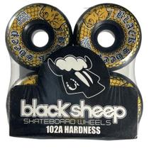 Roda skate profissional black sheep preto estampa pit bull amarelo/55mm 102a