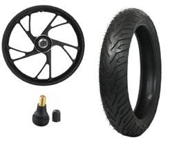 Roda titan 150 160 pé de galinha disco dianteira + pneu 80/100-18 pirelli city dragon + bico
