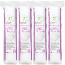 Rodadas de algodão para Pro Pure & Natural, 400 unidades, pacote com 4