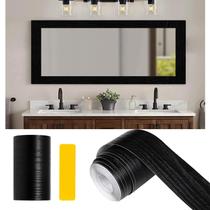 Rodapé de papel de parede Alened preto com textura de madeira 10 m em PVC Rodapé de papel de parede Alened preto com textura de madeira 10 m em PVC