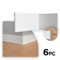 Rodapé de Poliestireno Branco Frisado Rígido Resistente a Umidade 10cm X 100cm