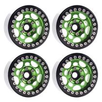 Rodas Beadlock de Metal 1.9" (4 Peças) para Carros RC 1/10 - Traxxas TRX-4, Axial SCX10 II, D90, Tamiya CC01, D110 (Verde + Preto)