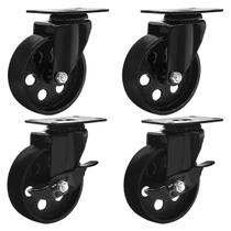 Rodas Caster FactorDuty 4 totalmente em metal preto com trava de freio Rodas Caster FactorDuty 4 totalmente em metal preto com trava de freio