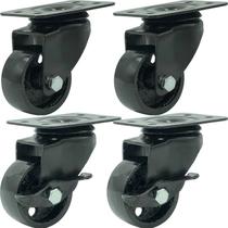 Rodas Caster FactorDuty 4 totalmente em metal preto com trava de freio Rodas Caster FactorDuty 4 totalmente em metal preto com trava de freio