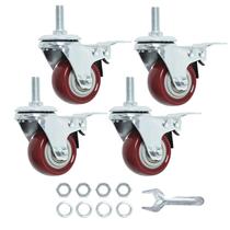 Rodas Caster Finnhomy Swivel de 2 polegadas com freio de 800 libras vermelhas