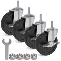 Rodas Caster Wheels AAGUT 4x 10cm com haste rosqueada de freio de borracha Rodas Caster Wheels AAGUT 4x 10cm com haste rosqueada de freio de borracha