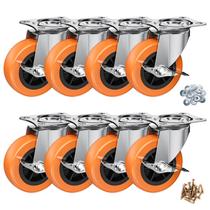 Rodas Caster Wheels ASHGOOB de 2,5 polegadas com freio lateral, pacote com 8 unidades, laranja