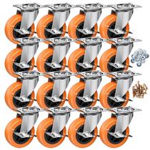 Rodas Caster Wheels ASHGOOB de 3 polegadas com freio lateral, pacote com 16 unidades, PU laranja Rodas Caster Wheels ASHGOOB de 3 polegadas com freio lateral, pacote com 16 unidades, PU laranja