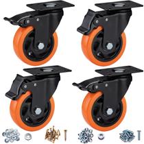 Rodas Caster Wheels ASRINIEY 4 Heavy Duty Orange Poliuretano de 4 polegadas