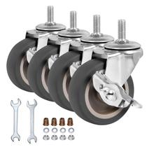 Rodas Caster Wheels BAISASY de 3 polegadas com freio, conjunto de 4, rosca M8-25