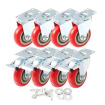Rodas Caster Wheels FactorDuty 4 Swivel com freio, 4 placas giratórias, pacote com 8 Rodas Caster Wheels FactorDuty 4 Swivel com freio, 4 placas giratórias, pacote com 8