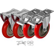 Rodas Caster Wheels FactorDuty, giratória de 5 cm com freio e pacote rígido com 4 Rodas Caster Wheels FactorDuty, giratória de 5 cm com freio e pacote rígido com 4