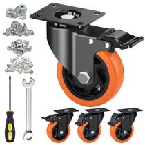 Rodas Caster Wheels MSH&HCE de 10 cm Heavy Duty com conjunto de 4 freios Rodas Caster Wheels MSH&HCE de 10 cm Heavy Duty com conjunto de 4 freios