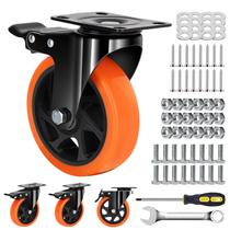 Rodas Caster Wheels MSH&HCE Heavy Duty de 5 polegadas laranja (conjunto de 4)