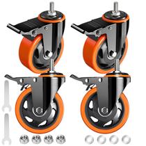Rodas Caster Wheels TAYLOON de 4 polegadas com haste rosqueada e travamento, conjunto de 4