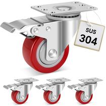 Rodas Caster Wheels W B D WEIBIDA em aço inoxidável de 3 polegadas com freio