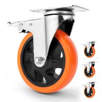 Rodas Caster Wheels W B D WEIBIDA, giratório de 5 polegadas com travamento duplo, conjunto de 4