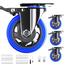 Rodas Caster Wheels WOZESEIK de 5 polegadas com fechadura dupla de segurança, conjunto de 4 Rodas Caster Wheels WOZESEIK de 5 polegadas com fechadura dupla de segurança, conjunto de 4