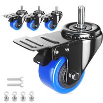 Rodas Caster Wheels WOZESEIK Heavy Duty de 5 cm com freio, conjunto de 4 Rodas Caster Wheels WOZESEIK Heavy Duty de 5 cm com freio, conjunto de 4