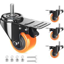 Rodas Caster Wheels WOZESEIK Heavy Duty de 5 cm com freio, conjunto de 4 Rodas Caster Wheels WOZESEIK Heavy Duty de 5 cm com freio, conjunto de 4