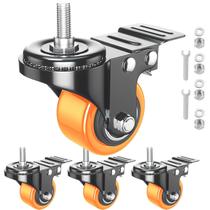 Rodas Caster Wheels WOZESEIK Heavy Duty de 5 cm com freio, conjunto de 4 Rodas Caster Wheels WOZESEIK Heavy Duty de 5 cm com freio, conjunto de 4