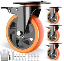Rodas com rodízios LUTUMEI Heavy Duty, carga de 5 polegadas, 1088 kg com freio Rodas com rodízios LUTUMEI Heavy Duty, carga de 5 polegadas, 1088 kg com freio