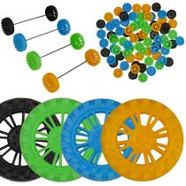 Rodas de brinquedo e eixos de aço para projetos DIY STEM - 100 rodas e 50 eixos Rodas de brinquedo e eixos de aço para projetos DIY STEM - 100 rodas e 50 eixos