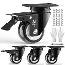 Rodas de rodízio de placa VM VIMA Heavy Duty 800 libras 75 mm PU pretas