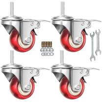 Rodas Stem Caster Wheels YEWEKE Heavy Duty PU de 5 cm com freio vermelho