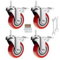 Rodas Stem Caster Wheels YEWEKE Heavy Duty PU M8-1,25 x 2,54 cm com freio