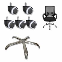 Rodinha e Base Estrela Conjunto de Cadeira Escritorio Giratoria Home Office Leitura Trabalho Estudo Casa Sala Resistente