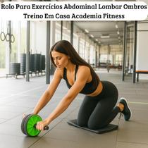 Rodinha para Abdominal com Tapete Treino Funcional Casa Academia Fortalece Core Braços Lombar Portátil Fitness