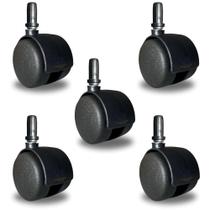 Rodinha para Cadeira Escritório Kit 5 rodizios preto com Pino 10mm e Bucha de 1/2