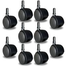 Rodinha para Cadeira Escrotório Kit 10 rodizios preto com Pino 10mm e Bucha de 1/2