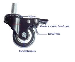 Rodinha para Máquina de Costura Industrial Preta com Travas