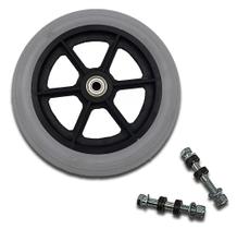 Rodinha Roda Dianteira Aro 7 Maciça Cinza Para Cadeira de Rodas 1 UN Com Rolamento e Eixo PRONTA ENTREGA