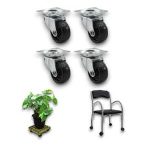 Rodinhas kit 4 rodas Giratórias para móveis vaso decoração jardim floricultura com Parafusos Rodizio para moveis casa escritório clinica - Home & More