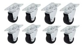 Rodizio Bicama Giratorio Pequeno Preto P/moveis 02 Pçs+paraf