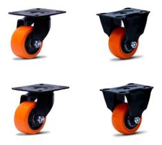 Rodizio black para carrinhos e móveis roda laranja kit glb 210 e flb até 150 kgs