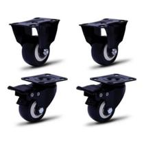 Rodizio black para carrinhos e móveis roda preta com freio e sem kit glbf 210 e flb até 150 kgs