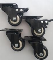 Rodizio black para carrinhos e móveis roda preta com freio e sem kit glpbf 210 e glpb até 150 kgs