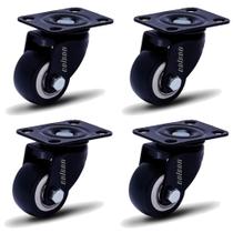 Rodizio black para carrinhos e móveis roda preta kit glb 210 até 150 kgs