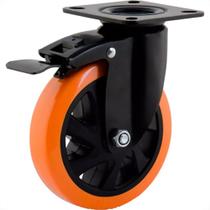 Rodizio Colson Base Giratoria Com Freio 6''Laranja Rodizio Colson Base Giratoria Com Freio 6''Laranja
