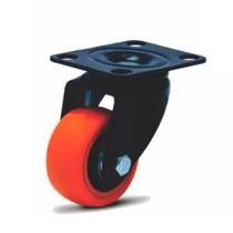 Rodízio Colson Preto Base Giratória 3P sem Freio Roda Laranja Capacidade 70Kg